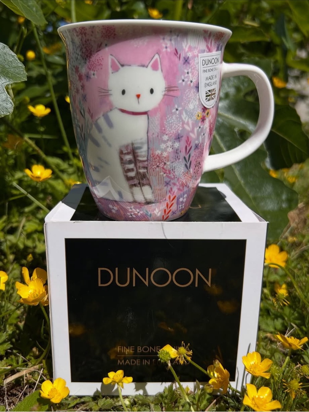 Dunoon Pink Cat Fine Bone China Mug